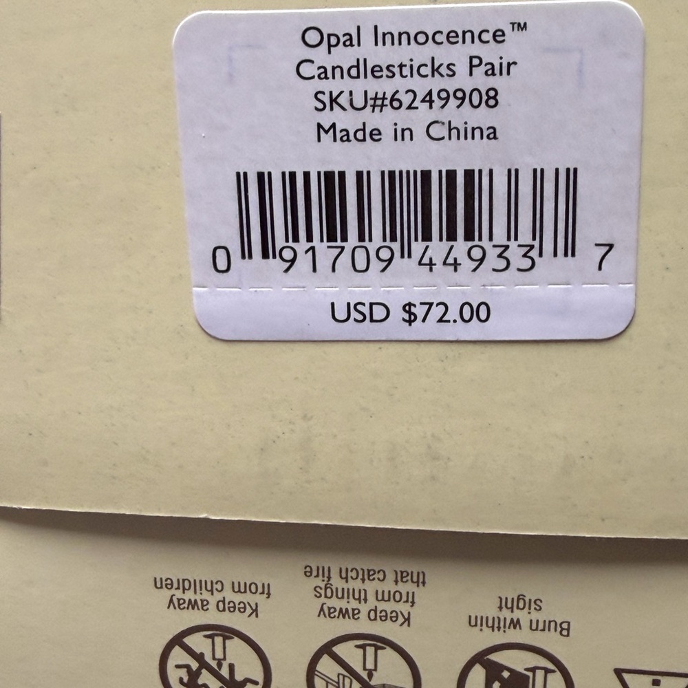 NWT Lenox Opal Innocence Candlestick Set - Picture 2 of 9